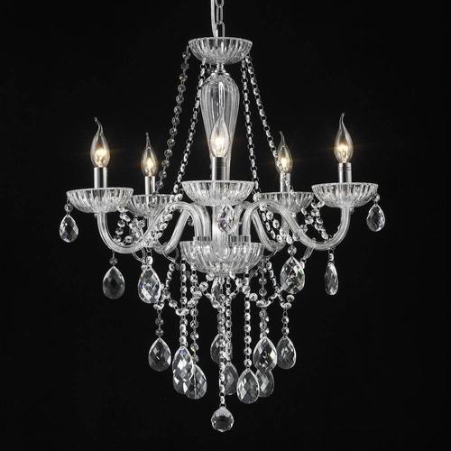 Lustre 5 Braços Candelabro Cristal K9 60cm Maria Tereza