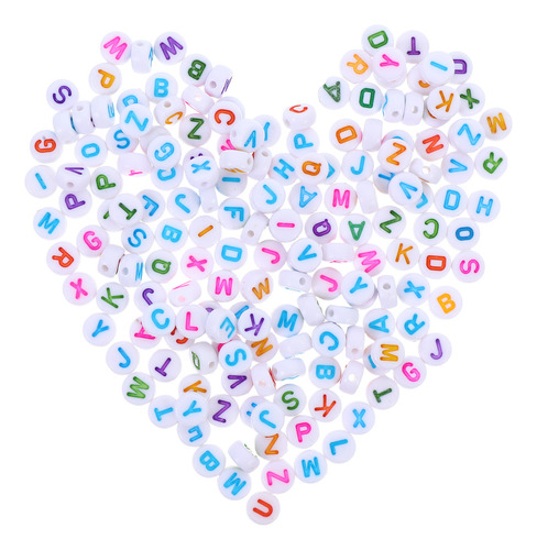 100 Abalorios Acrílicos Coloridos Con Letras Redondas