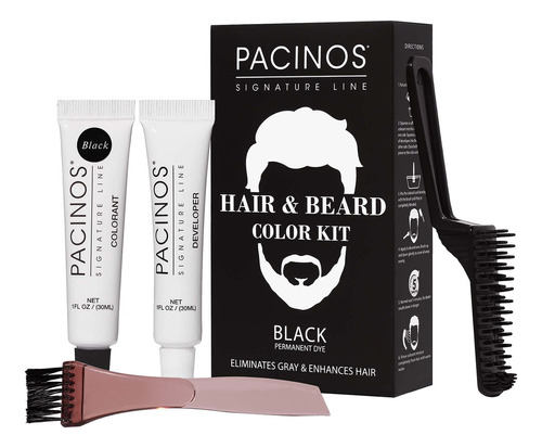  Pacinos Kit De Color Para Cabello Y Barba (negro) - Color De