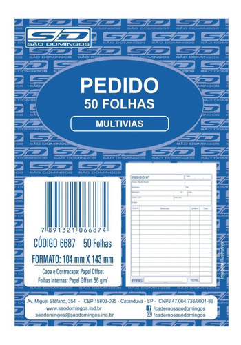 Bloco Pedido Multivias 1/36 50 Folhas São Domingos Pct C/20