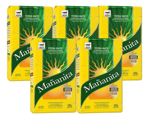 Yerba Mañanita 4 Flex 500 Gr X 5 Unidades