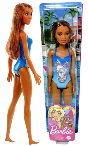 Boneca Barbie Fashionista Morena Maiô Praia Original Mattel