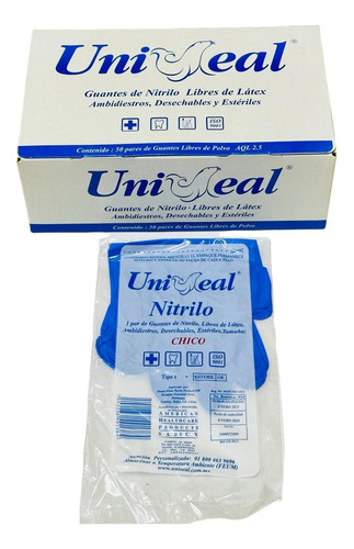 Guante Nitrilo Estéril Uniseal Chico Lila Caja/100 Piezas