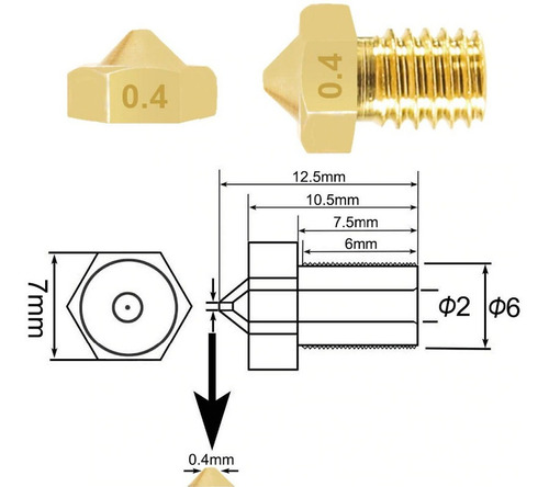 Kit 25 Boquillas Nozzle Impresora 3d Laton V6 E3d 1.75 Mm