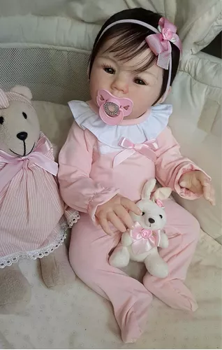 Bebê Reborn Ana, Silicone, Boneca Realista Banho Fio A Fio