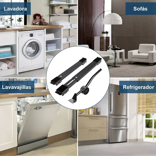 Soporte Ajustable Base Ruedas Estufa Lavadora Refrigerador Negro