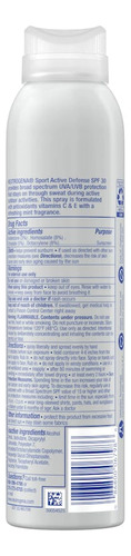 Neutrogena Sport Active Defense Con Aerosol De Pantalla Solar De Amplio Espectro Spf 30, Spray Con Protector Solar Spf 30 Para Actividades Al Aire Libre