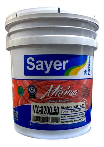 Cubeta De Pintura Acrilica Maxima 19lt Blanco