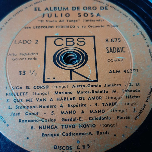 Sin Tapa Disco Julio Sosa El Album Oro Leopoldo Federico T0