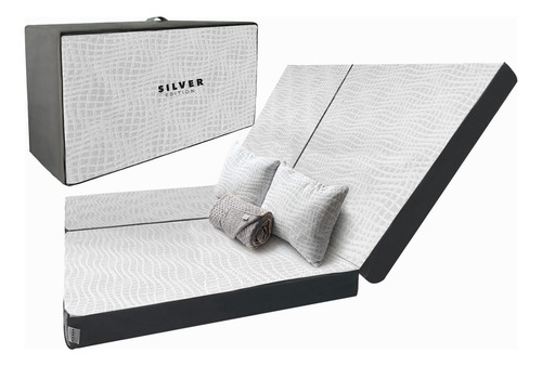 Colchón King Size Plegable Silver Edit + Almohada + Cobija Blanco