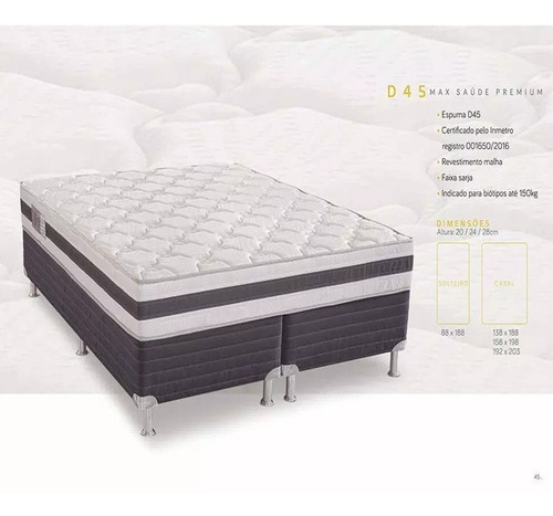 Imagem 2 de 2 de Cama Box Reconflex Espuma D45 Max Saúde Prémio 70x192x203