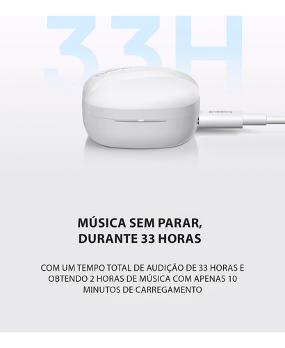 Fone De Ouvido Sem Fio Baseus Bowie E20 Bluetooth 5.3 Branco