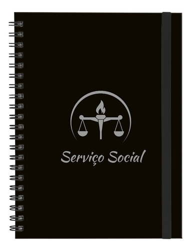 Caderno Universitário Plus Profissões Preto Prata 1 Matéria Cor Serviço Social