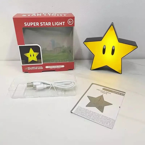 Lámpara Super Mario Bros Estrella Luz Con Sonido