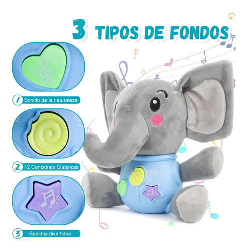 Juguete Felpa Peluche Elefante Con Interacción Música Y
