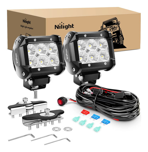 Lamparas Led Nilight 2pcs 18w, Ajustable, C/cables Y Soporte