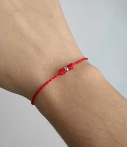 Pulseras pareja hilo rojo con balines en acero • Amaroga