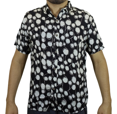 Camisa Chalis Ii Manga Corta Para Hombre - Negro