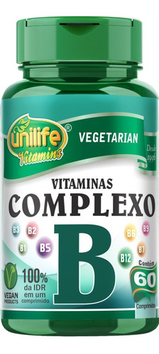 Vitaminas Complexo B Unilife B1 B2 B3 B5 B6 B7 B9 B12