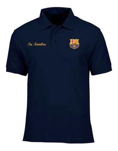 Camiseta Tipo Polo Barcelona Personalizada Logos Bordados