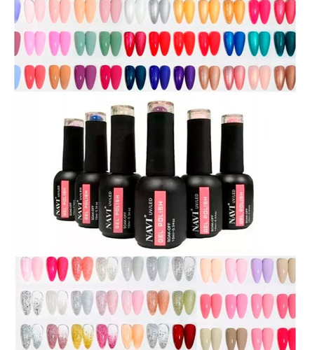 Kit X 6 Gel Uv Led Esmalte Navi Semipermanente 10ml Colores.