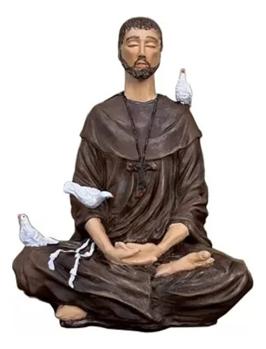 Imagem São Francisco De Assis Meditando 20cm Resina