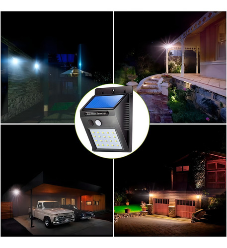 Luminária Solar Luz Led Com Sensor De Presença Automático