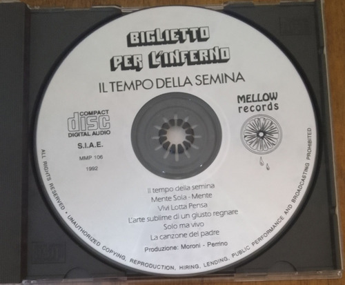 Biglietto Per L'inferno- Il Tempo Della Semina/ Italiano/ Cd Estándar (Usado)