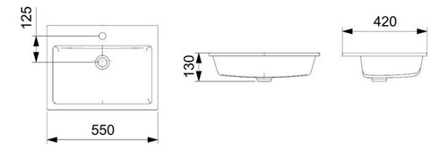Kit 2 Cubas De Sobrepor Com Mesa 55x42cm Optica Pq55 Bi