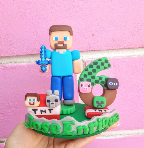 Vela Minecraft Steve Pasta Flexible Personalizada