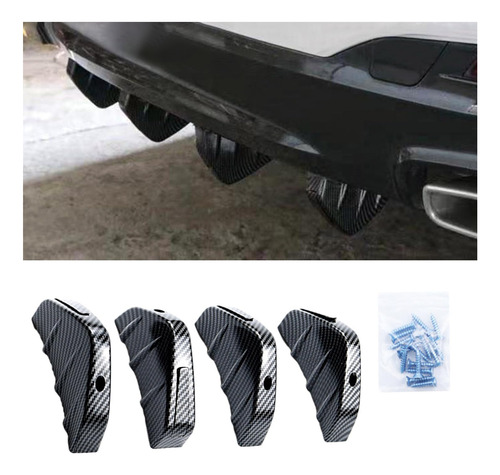 4 Difusor Aleron Aleta Parachoque Trasero Automovil Tiburon
