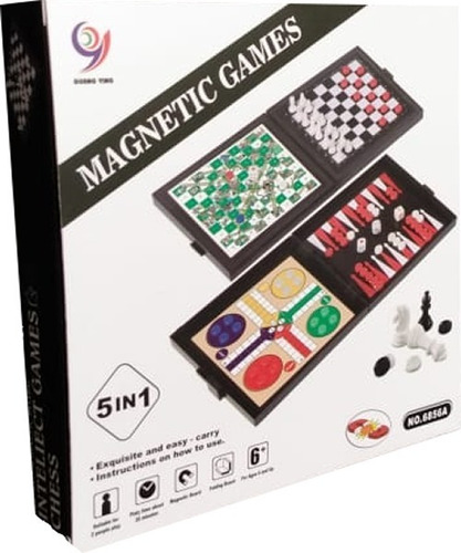 Ajedrez Magnetico Portatil De Viaje 5 En 1- Magnetic Games