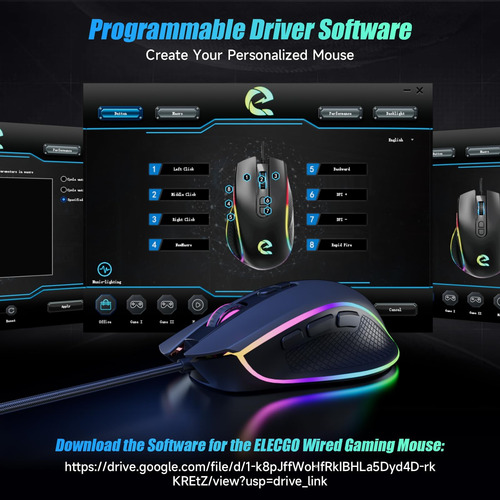 Mouse De Juego Con Cable De Elecgo, Mouse De Jugador Dpi Con