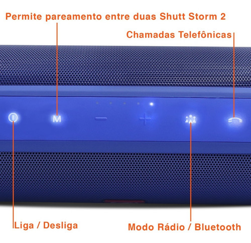 Imagem 4 de 5 de Caixa De Som Bluetooth Portátil 15w Usb Sd Aux Storm 2 Shutt