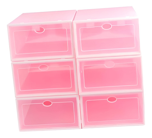 Pack 6 Cajas Organizadoras Zapatos Armables Apilable Rosado