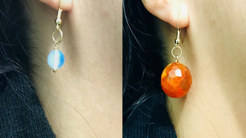 Aretes Sol Y Luna,aretes Piedra Luna, Aretes Asimetricos