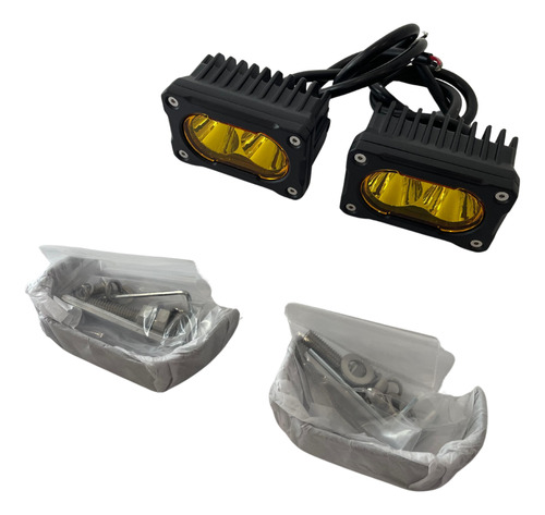 Par De Faros Auxiliares 20w Ámbar Blanco Spot Flood Liso Ambar