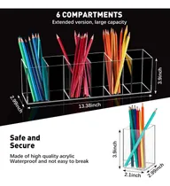 Comprar Portalapiz Acrilico 6 Compartimento Organizador Papeleria