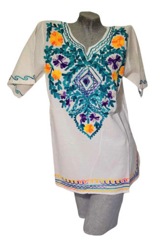 Blusa Camisola Camisa Bordada Hindu Artesanal 100%algodon 