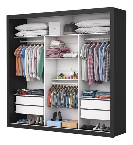 Guarda Roupa Casal 4 Espelhos 3 Portas De Correr 4 Gavetas