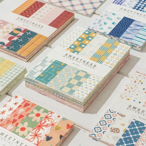 Paquete 50 Pads De Notas Papeles Decorativos Bullet Journal Diseño Sago