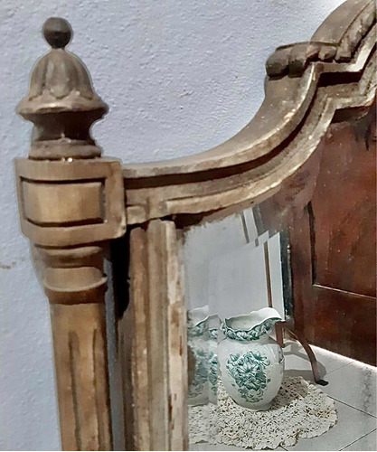 Imagen 5 de 7 de Antiquísimo Espejo Biselado Marco De Madera 83 X 70 Cm
