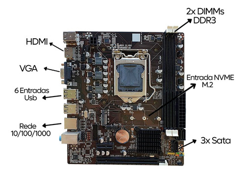 Kit Upgrade I5-3470 + Ddr3 8gb + Cooler + Placa Mae H61/b75