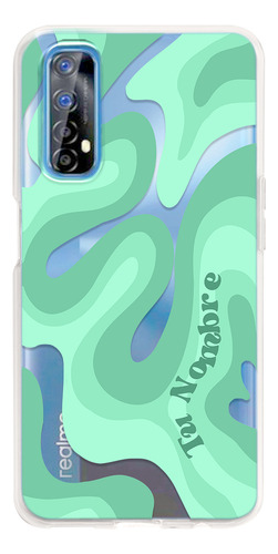 Funda Para Realme Para Mujer Curvas Verdes Con Tu Nombre