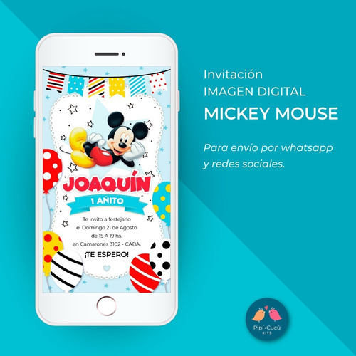 Invitación Virtual Imagen Digital - Mickey Mouse