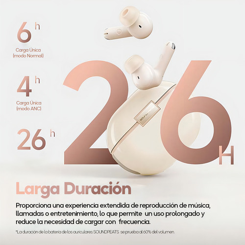 Auriculares Inalámbricos Soundpeats Air4 Pro Bluetooth Cream