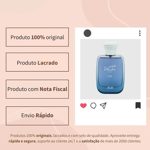 Perfume Hawas For Him Ice Rasasi 100ml Eau De Parfum Original