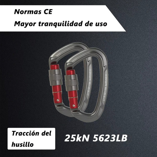 Mosqueton De Escalada 25kn For Aparejos Cuerdas Con 2pcs