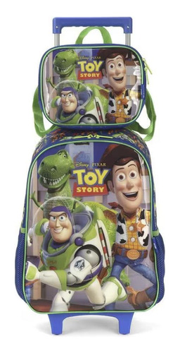 Kit Mochila Rodinhas + Lancheira Toy Story Verde