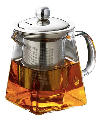 Imagen 6 de 10 de Tetera De Vidrio Transparente Con Infusor Y Tapa 750ml